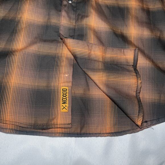 Dixxon Shirt Mens Size M Black Orange Plaid Pearl Snap D-Lux Bamboo The Hardin - Picture 4 of 8